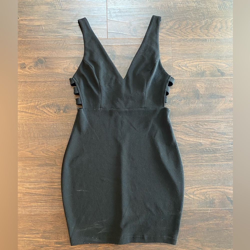 Black bodycon cut out dress